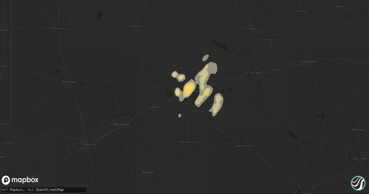 Hail map in Big Spring, TX on May 18, 2023
