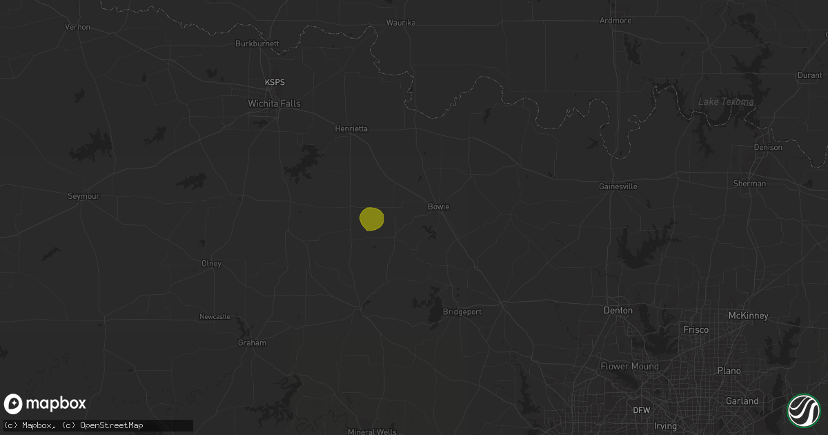 Hail map in Bowie, TX on May 18, 2023