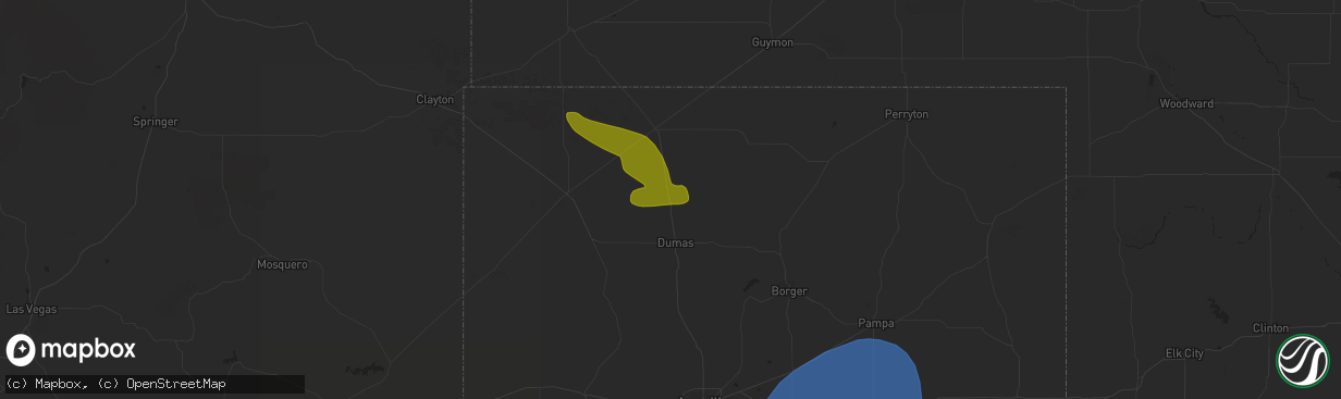 Hail map in Cactus, TX on May 18, 2023