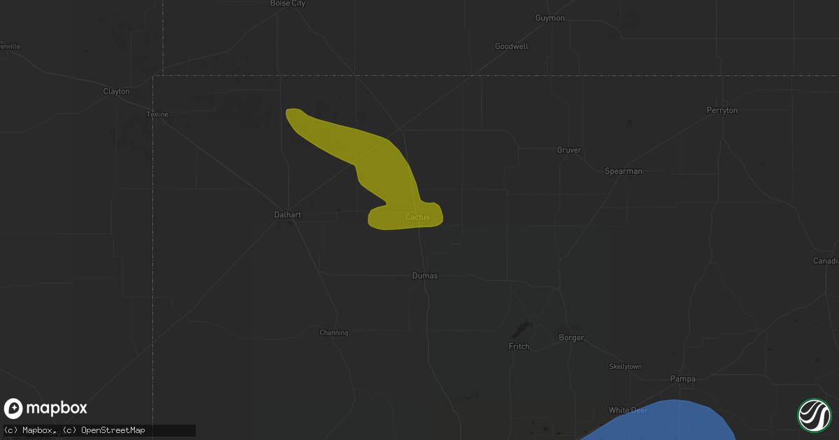 Hail map in Cactus, TX on May 18, 2023