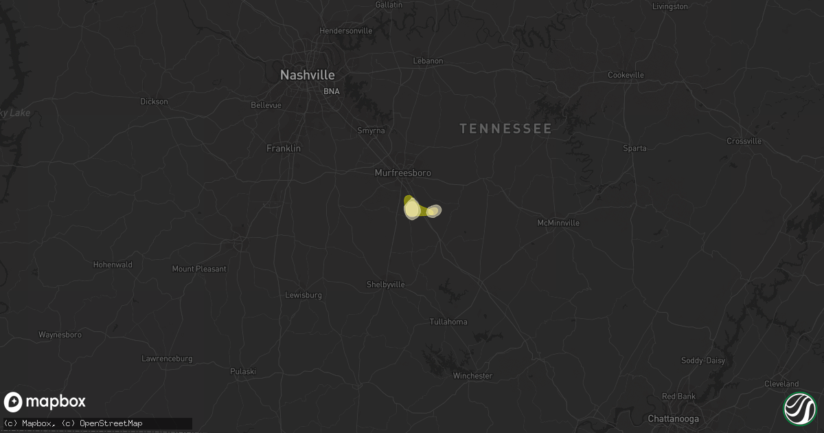 Hail map in Christiana, TN on May 18, 2023