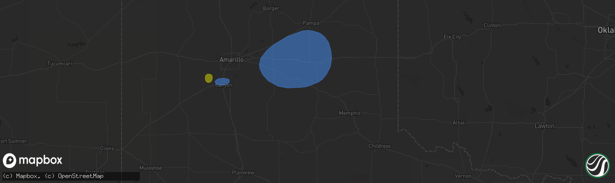 Hail map in Clarendon, TX on May 18, 2023