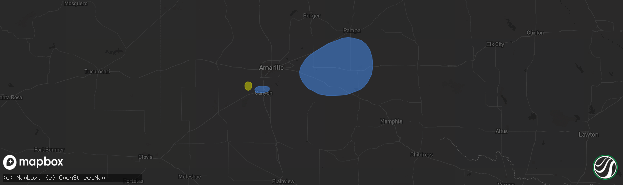 Hail map in Claude, TX on May 18, 2023