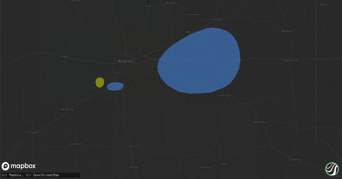Hail map in Claude, TX on May 18, 2023