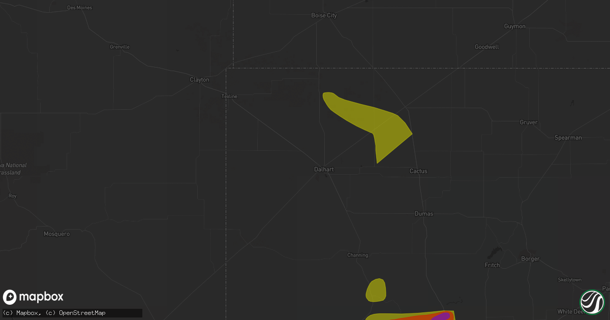 Hail map in Dalhart, TX on May 18, 2023