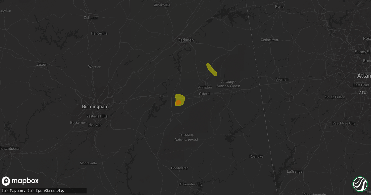 Hail map in Eastaboga, AL on May 18, 2023