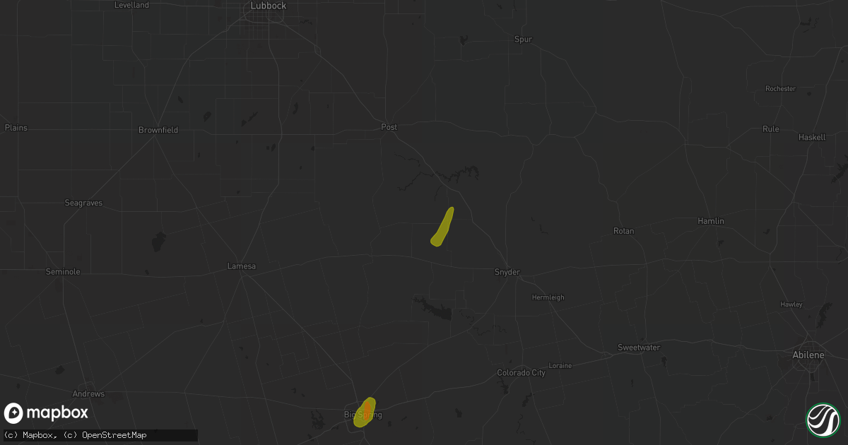 Hail map in Fluvanna, TX on May 18, 2023