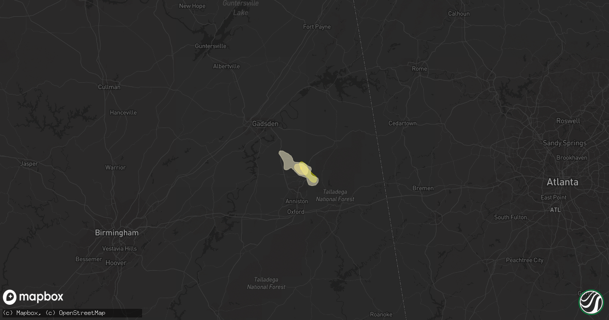 Hail map in Jacksonville, AL on May 18, 2023