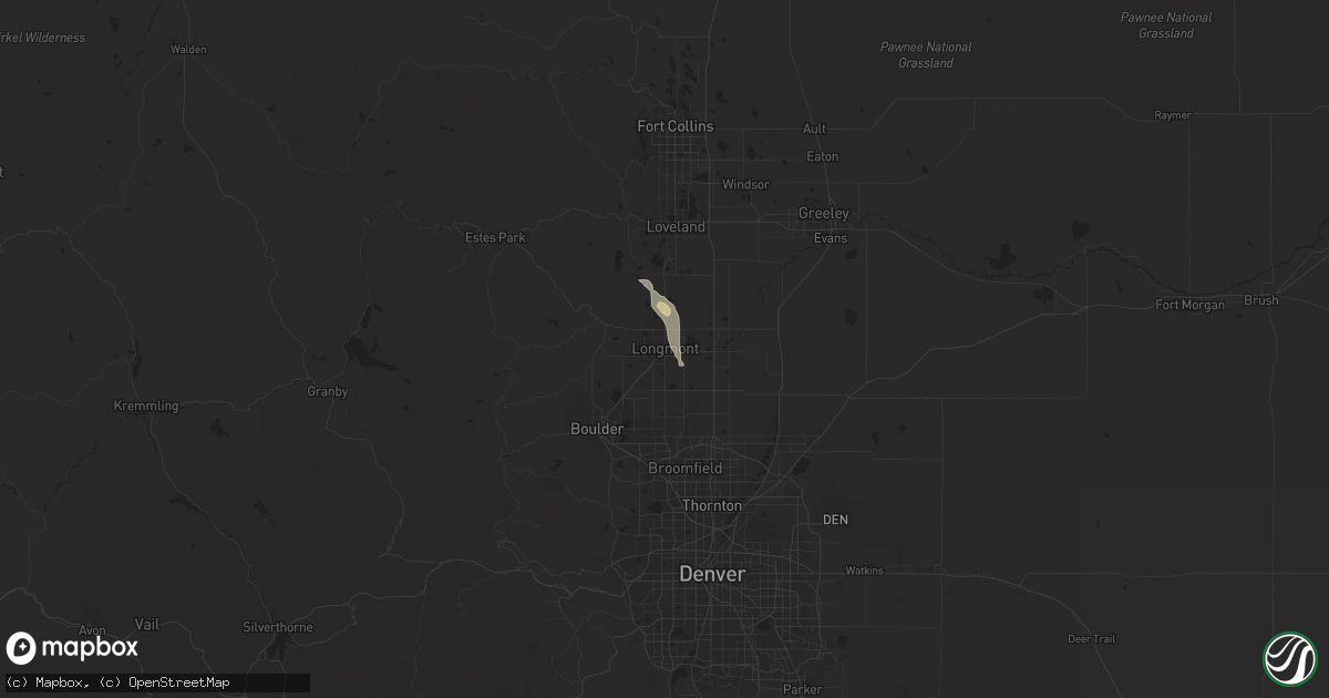 Hail map in Longmont, CO on May 18, 2023