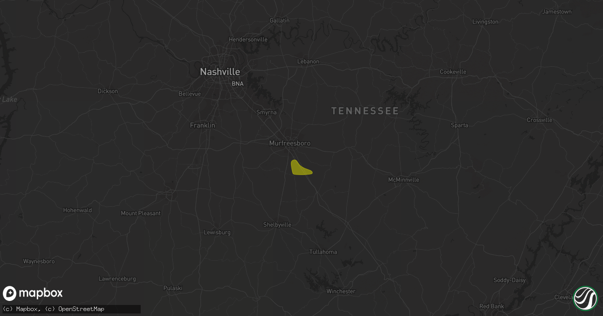Hail map in Murfreesboro, TN on May 18, 2023
