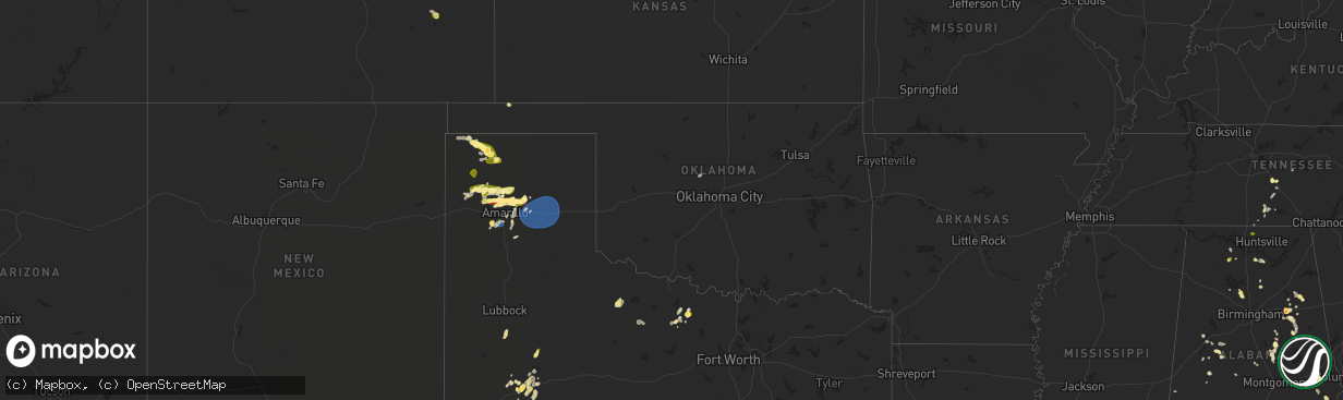Hail map in Oklahoma on May 18, 2023