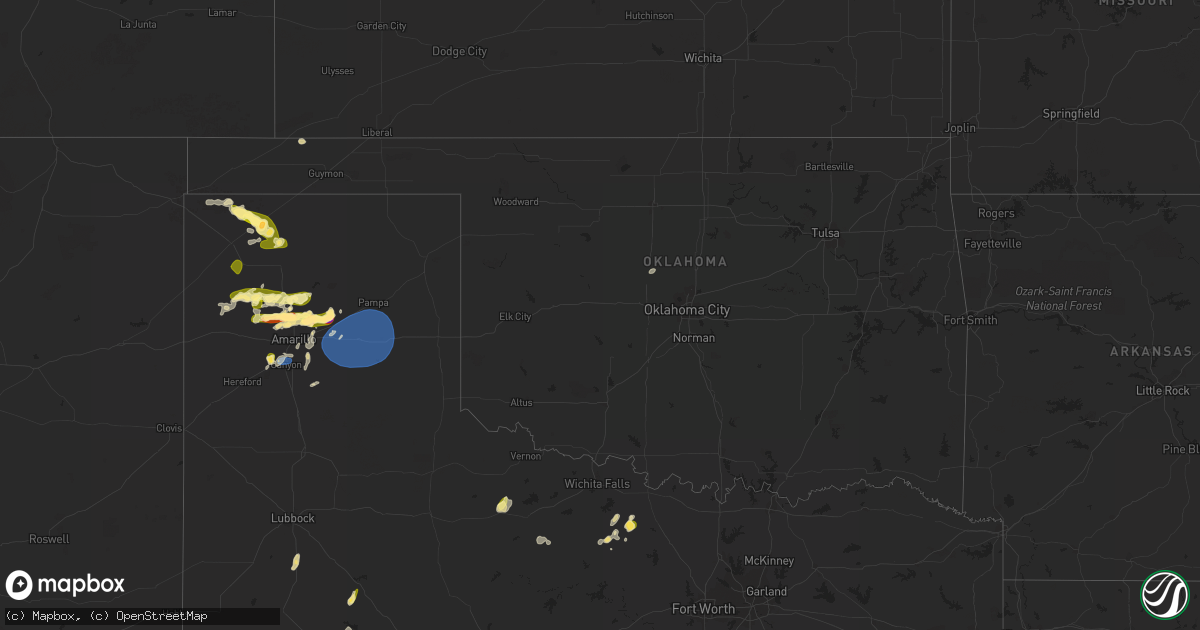Hail map in Oklahoma on May 18, 2023