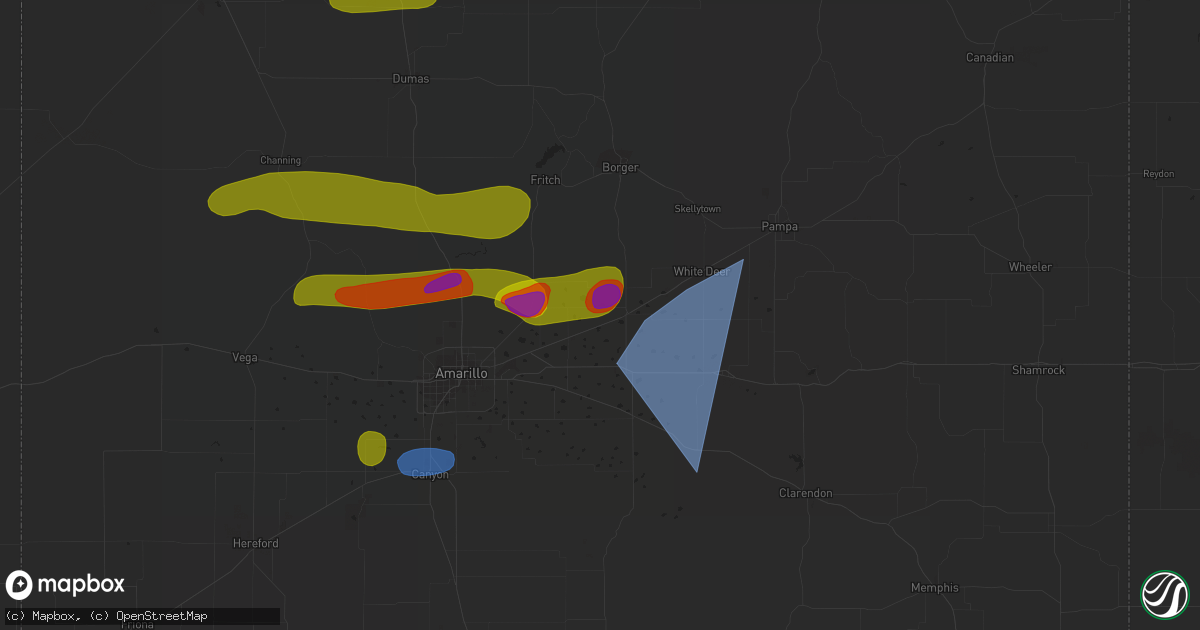 Hail map in Panhandle, TX on May 18, 2023