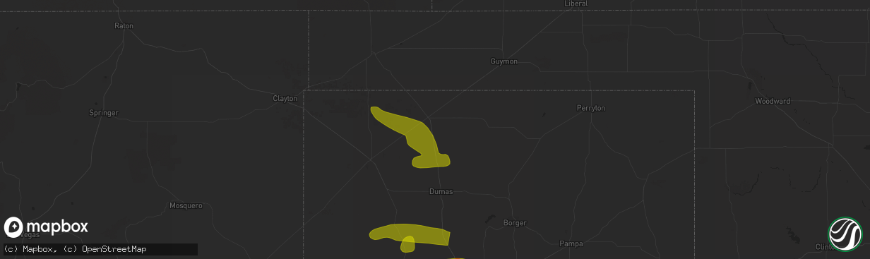 Hail map in Stratford, TX on May 18, 2023