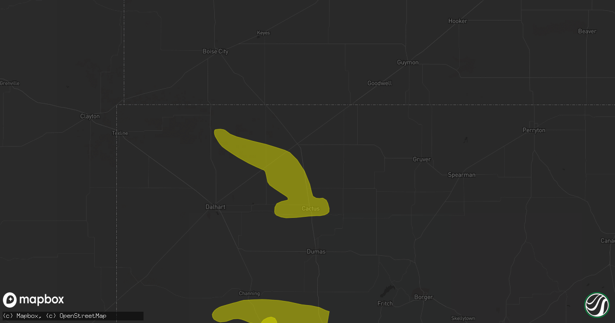 Hail map in Stratford, TX on May 18, 2023