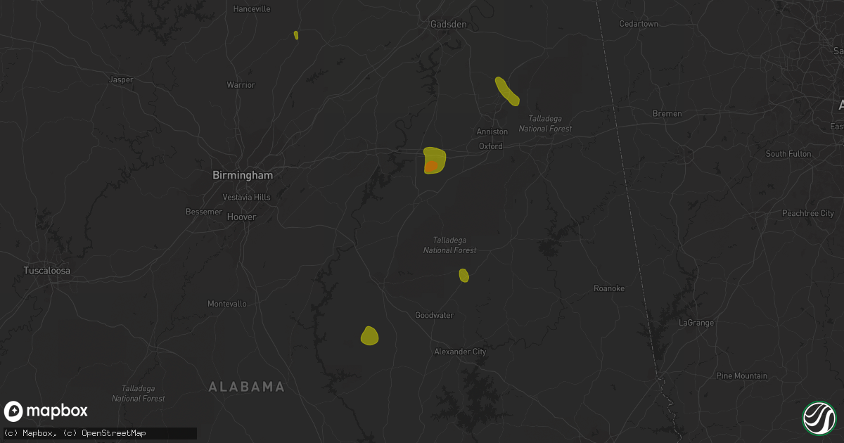 Hail map in Talladega, AL on May 18, 2023