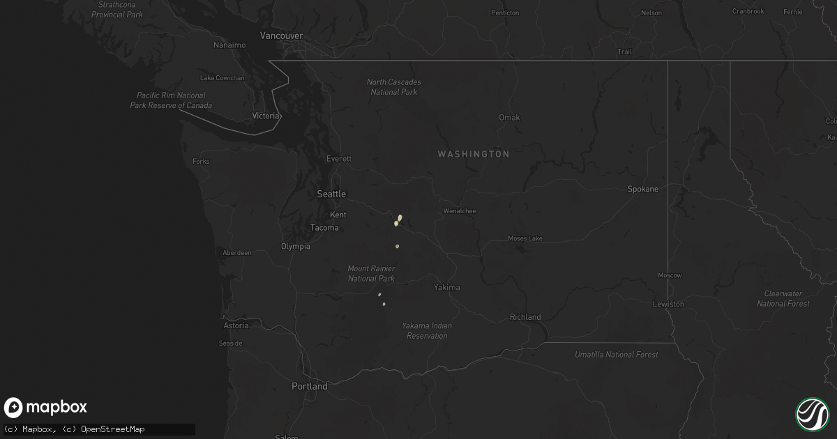 Hail map in Washington on May 18, 2023