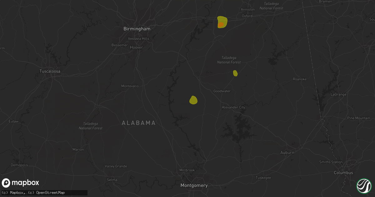 Hail map in Weogufka, AL on May 18, 2023