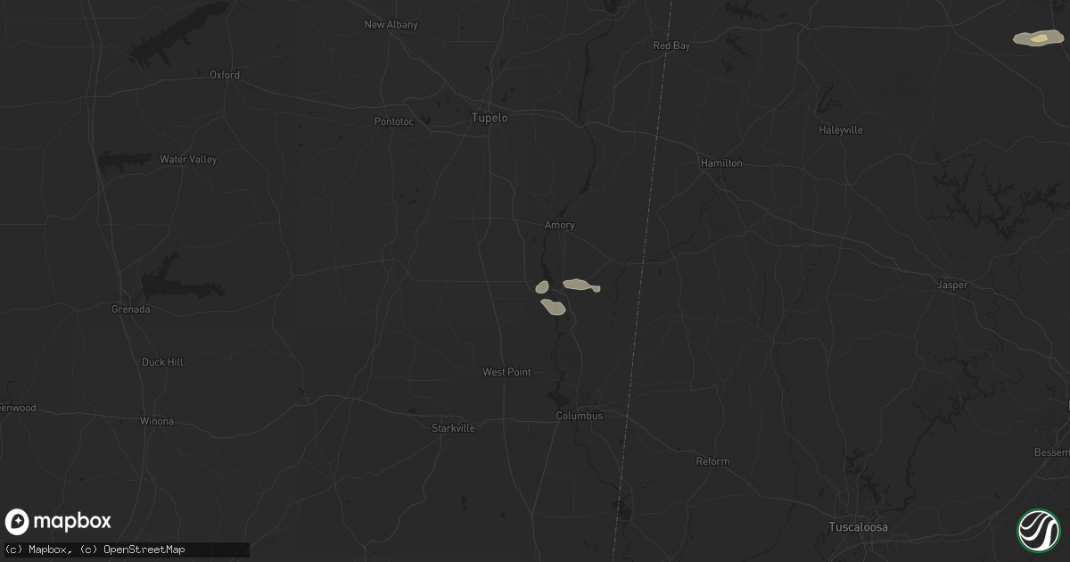 Hail map in Aberdeen, MS on May 18, 2024