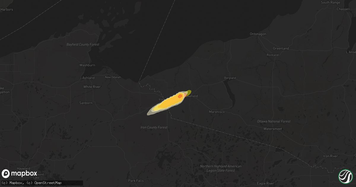 Hail map in Bessemer, MI on May 18, 2024