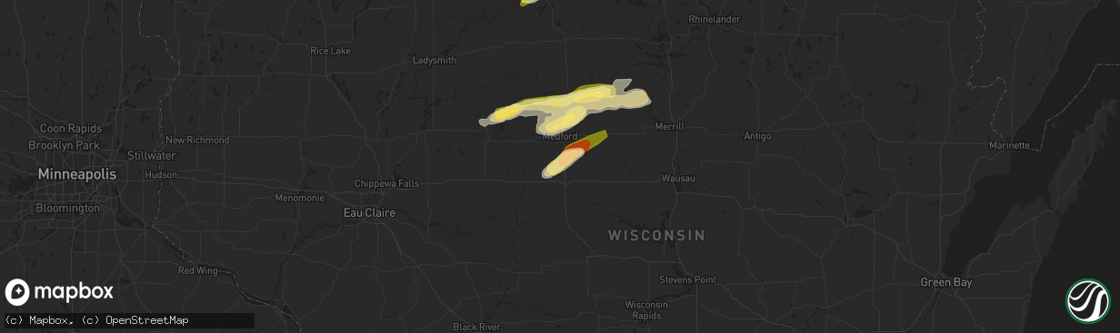 Hail map in Dorchester, WI on May 18, 2024