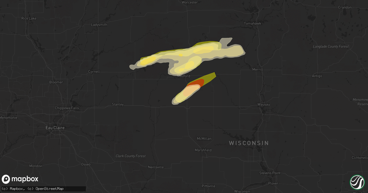 Hail map in Dorchester, WI on May 18, 2024