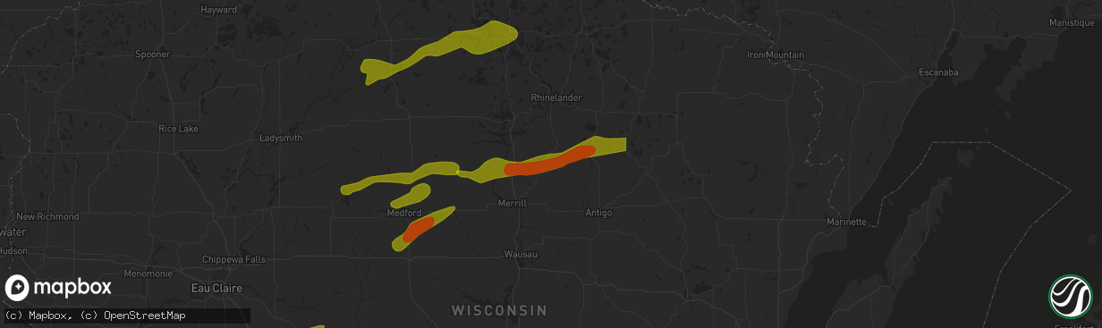 Hail map in Gleason, WI on May 18, 2024