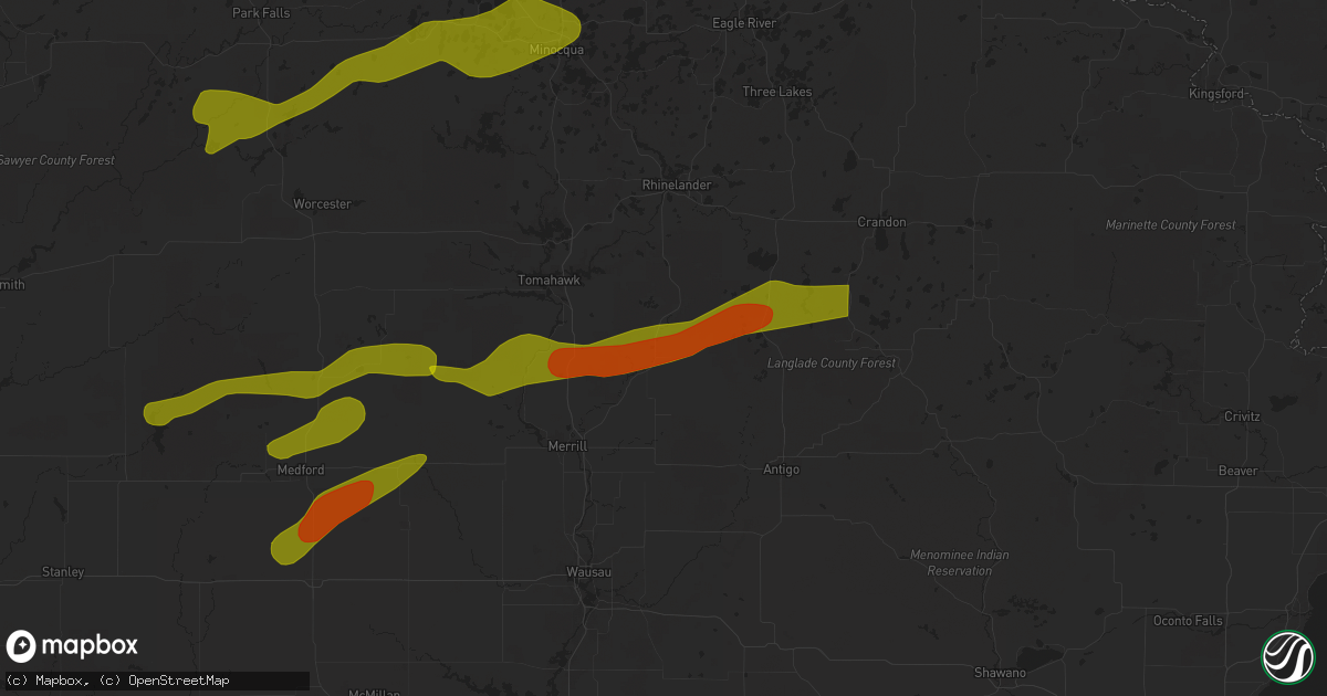 Hail map in Gleason, WI on May 18, 2024