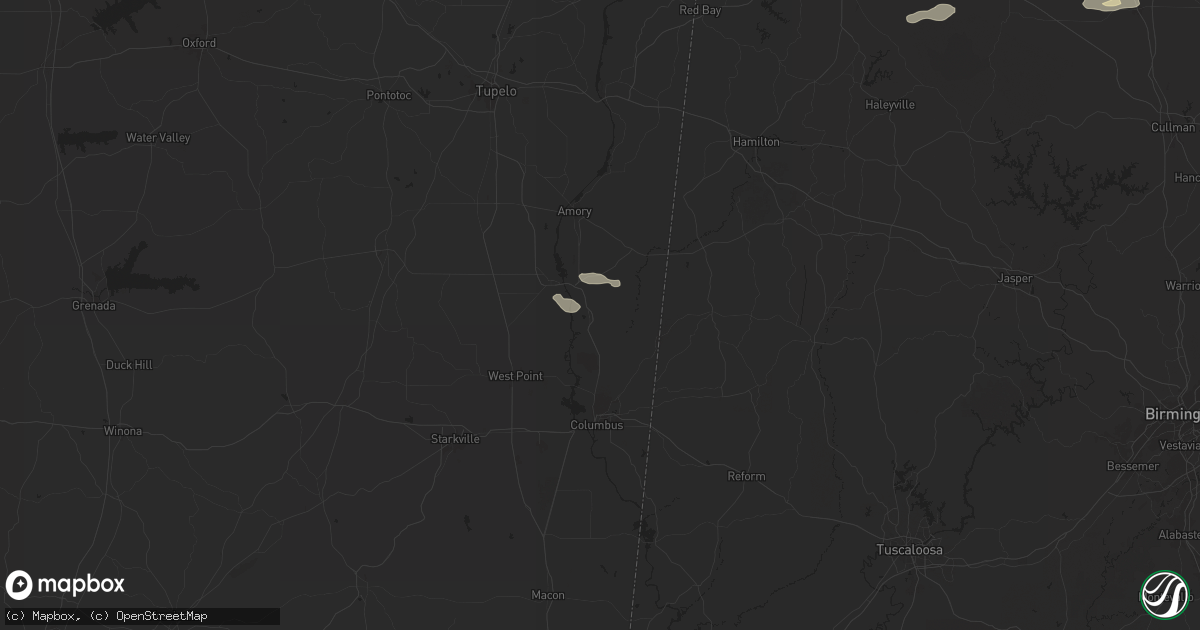 Hail map in Hamilton, MS on May 18, 2024