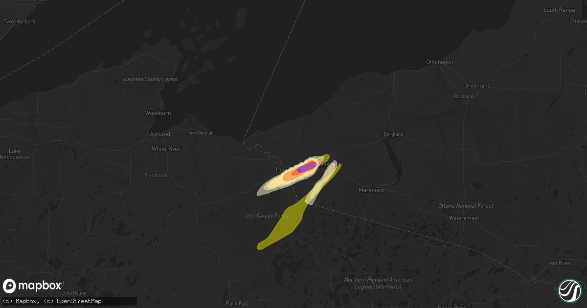 Hail map in Ironwood, MI on May 18, 2024