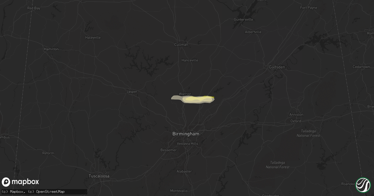 Hail map in Kimberly, AL on May 18, 2024
