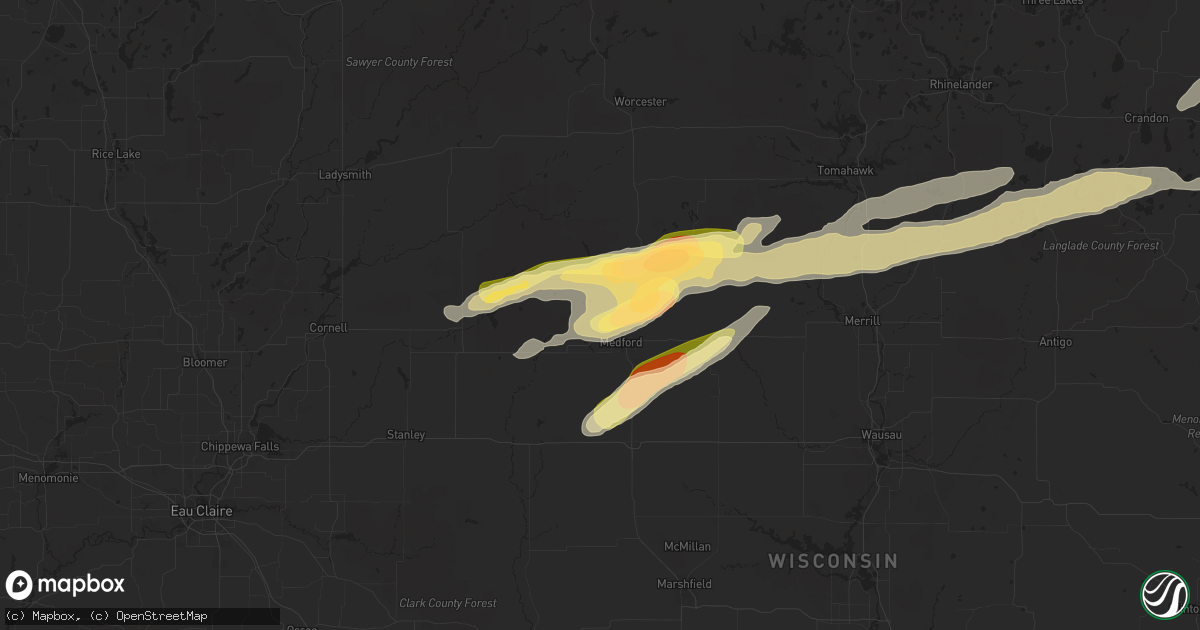Hail map in Medford, WI on May 18, 2024