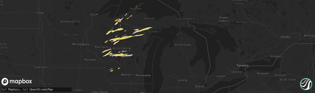 Hail map in Michigan on May 18, 2024