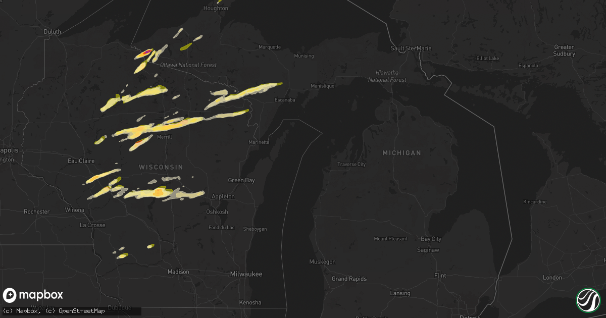 Hail map in Michigan on May 18, 2024