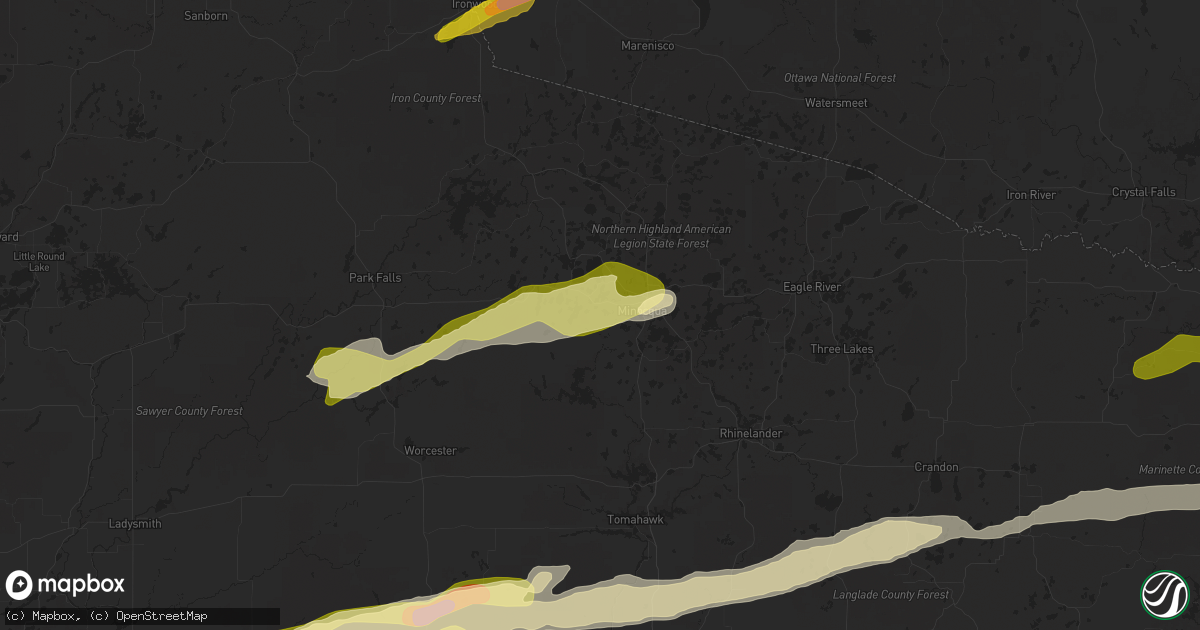 Hail map in Minocqua, WI on May 18, 2024