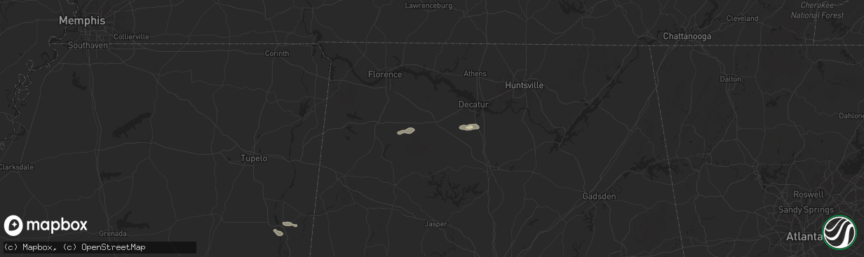 Hail map in Moulton, AL on May 18, 2024