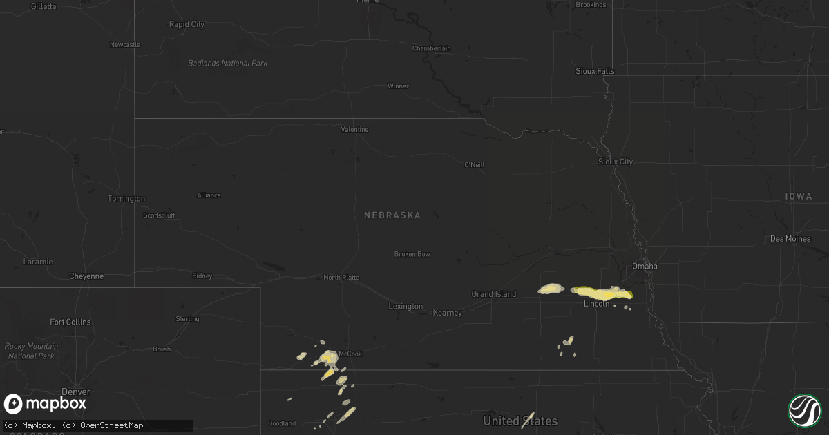 Hail map in Nebraska on May 18, 2024