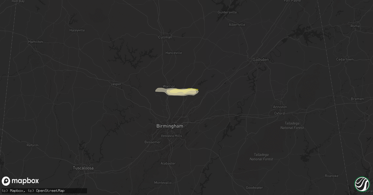 Hail map in Pinson, AL on May 18, 2024