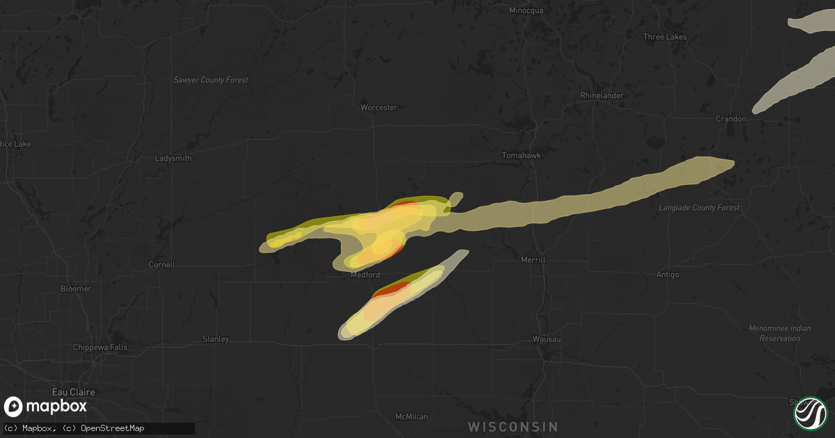 Hail map in Rib Lake, WI on May 18, 2024