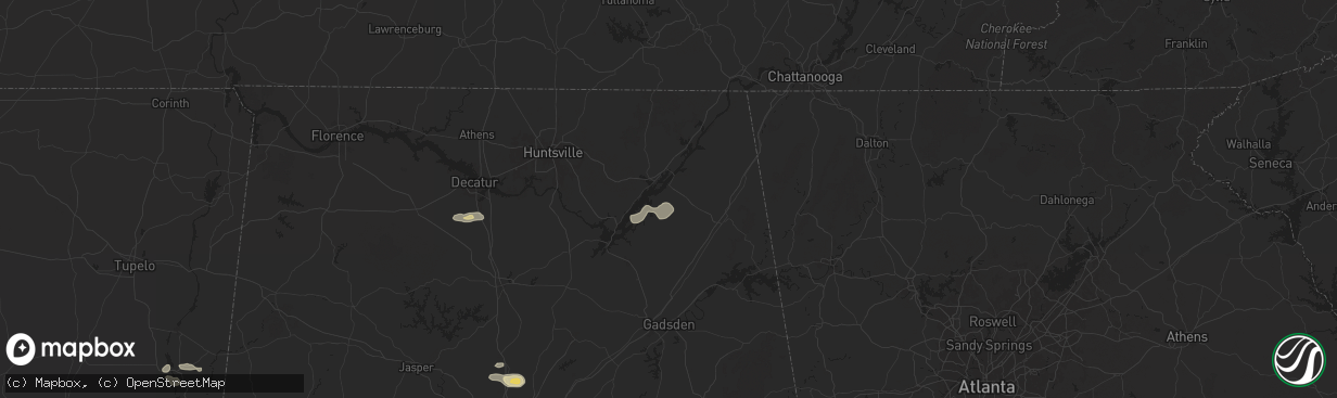 Hail map in Section, AL on May 18, 2024