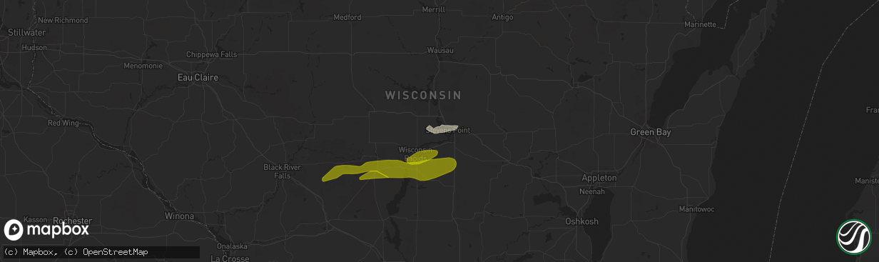Hail map in Stevens Point, WI on May 18, 2024