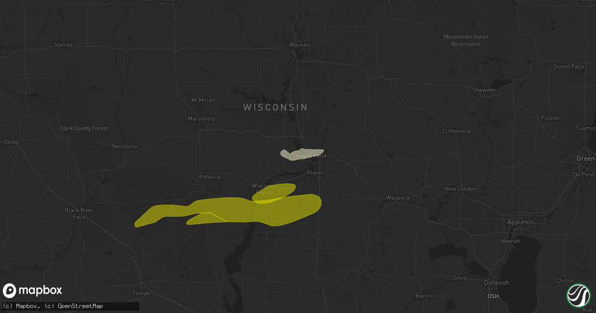Hail map in Stevens Point, WI on May 18, 2024