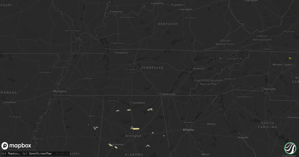Hail map in Tennessee on May 18, 2024