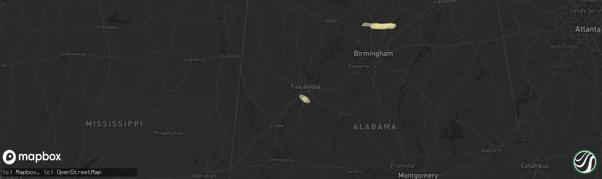 Hail map in Tuscaloosa, AL on May 18, 2024