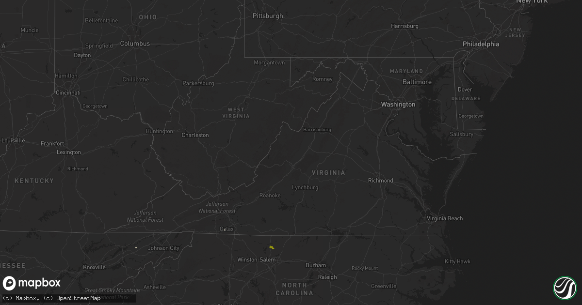 Hail map in Virginia on May 18, 2024
