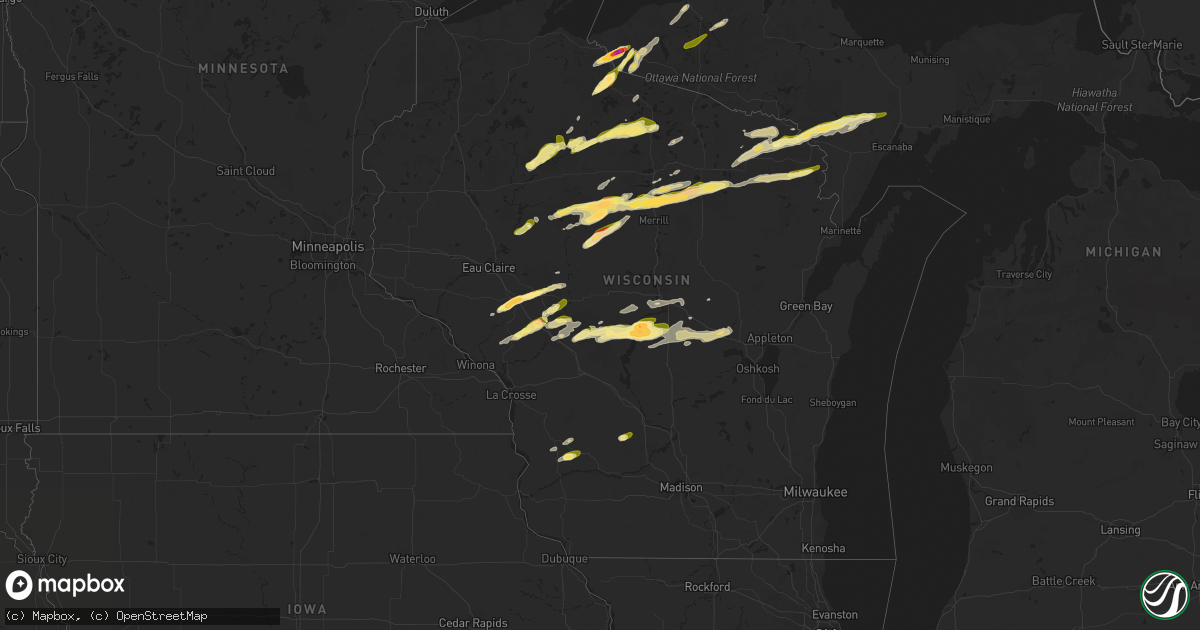 Hail map in Wisconsin on May 18, 2024