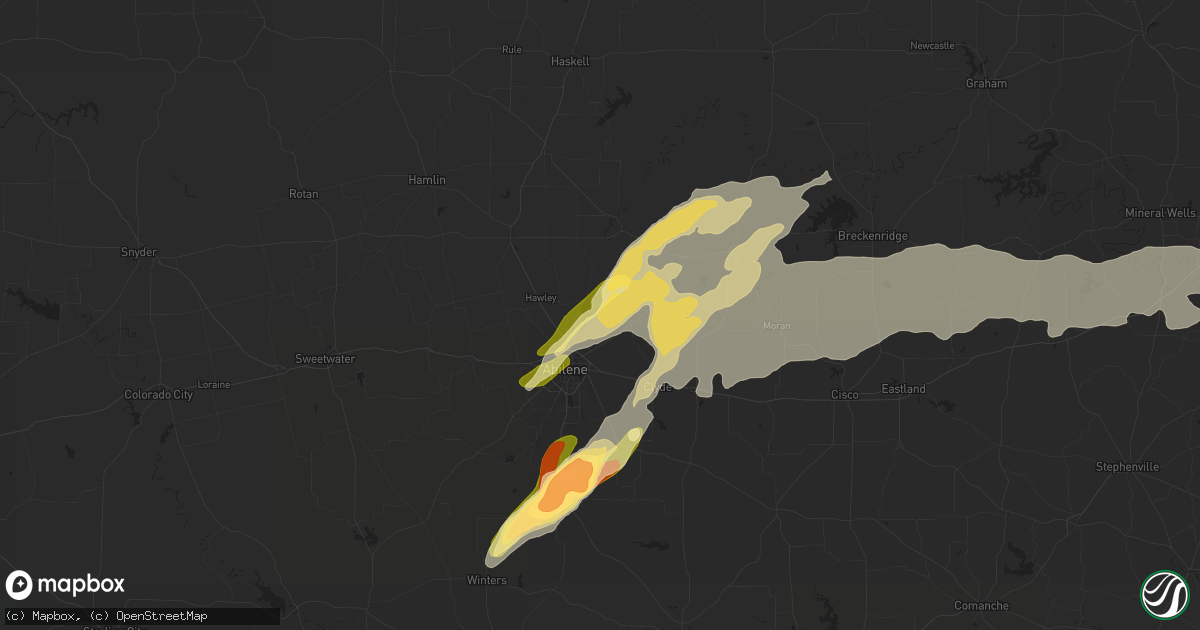 Hail map in Abilene, TX on May 18, 2025
