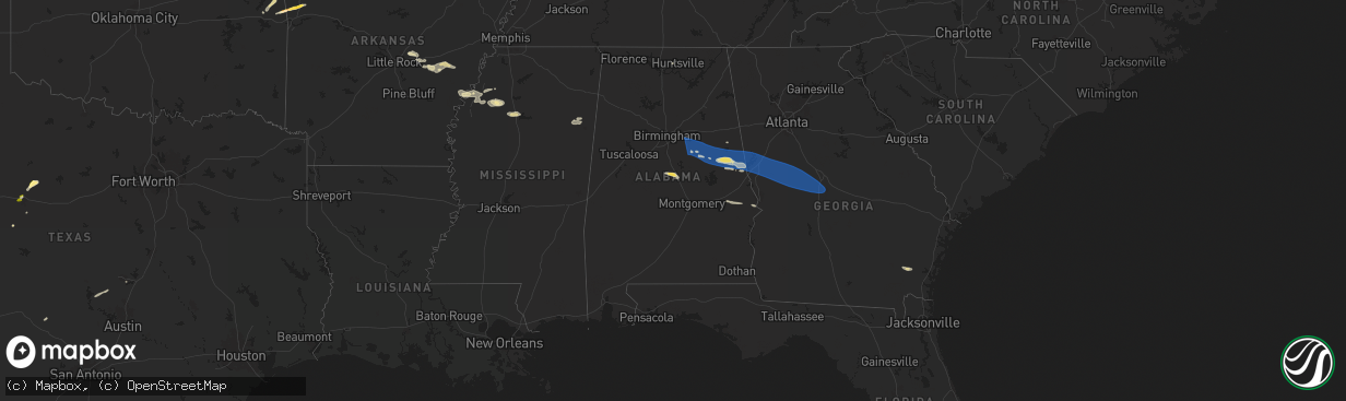 Hail map in Alabama on May 18, 2025
