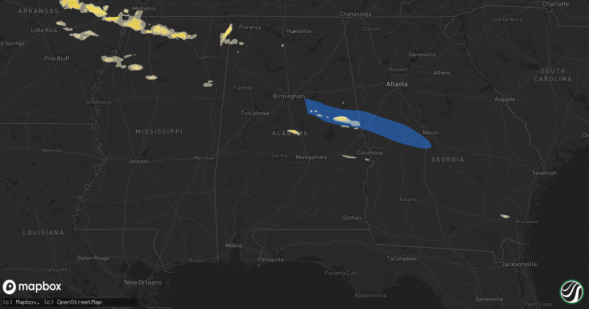 Hail map in Alabama on May 18, 2025