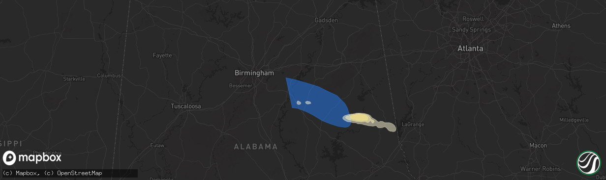 Hail map in Alpine, AL on May 18, 2025